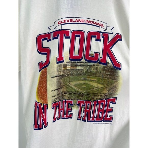 Vtg NWT 1999 Crable Sportswear Cleveland Indians Stock In The Tribe Sz L Shirt - Picture 3 of 11